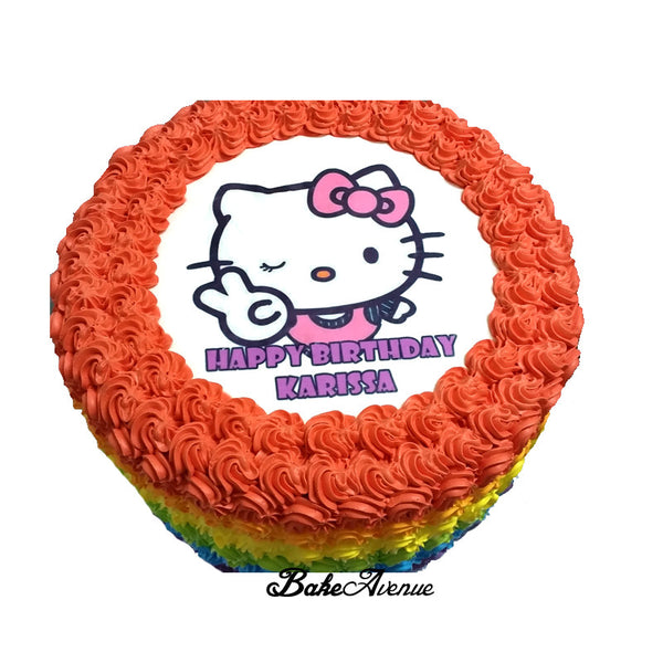 Hello Kitty Ombre Rainbow Cake