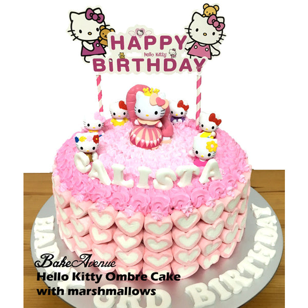 Hello Kitty Ombre Cake with Marshmallows