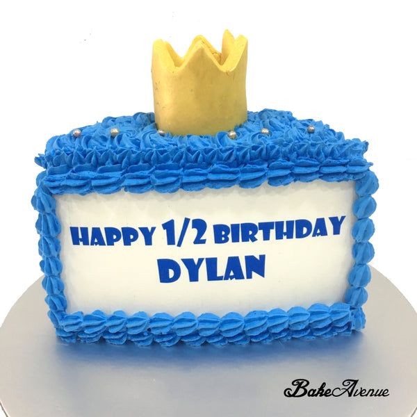 Half Year Old Blue Cake with Crown
