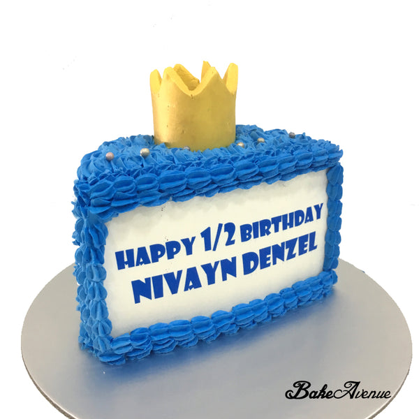 Half Year Old Blue Cake with Crown