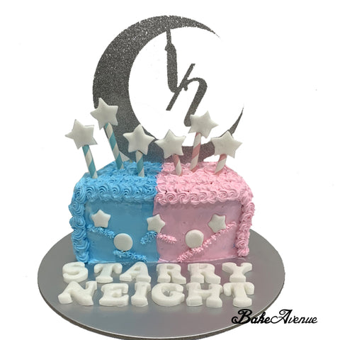 Half Year Old Blue Pink Cake