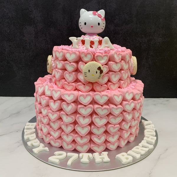Hello Kitty Topper 2-Tiers Cake with marshmallows