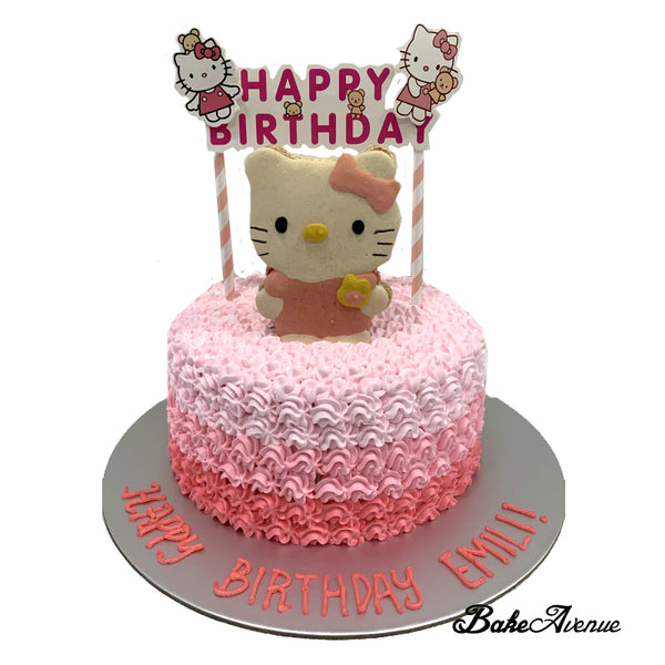 Hello Kitty Macaron Topper Ombre Cake