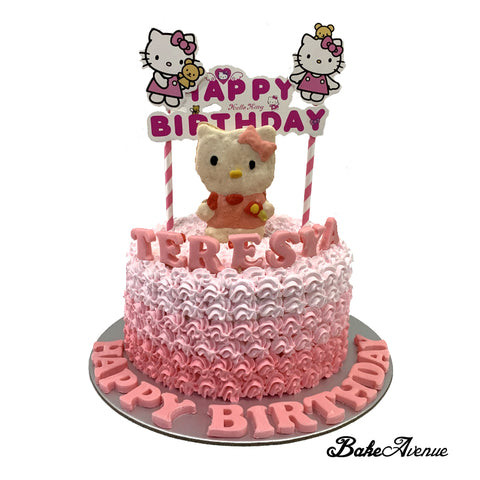 Hello Kitty Macaron Topper Ombre Cake