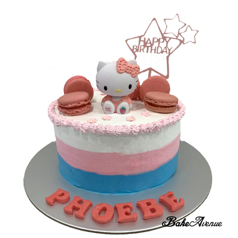 Hello Kitty Ombre Cake with toppers (Smooth Finish)