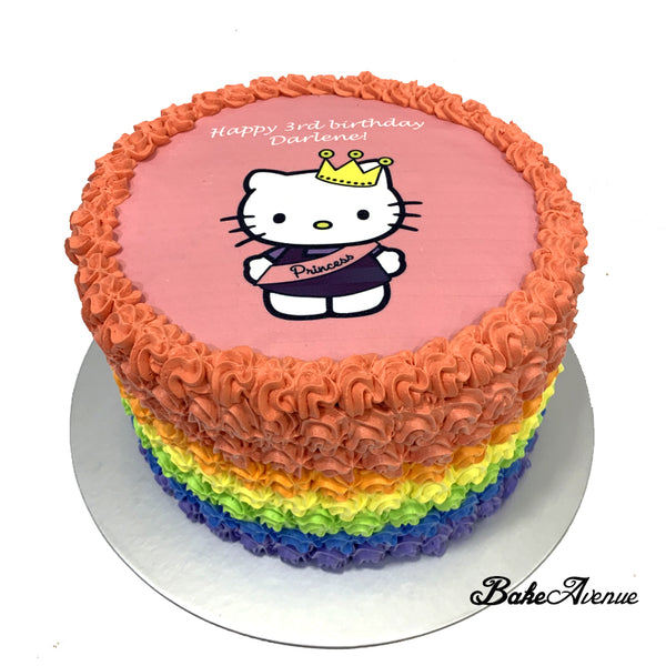 Hello Kitty icing image Rainbow Cake