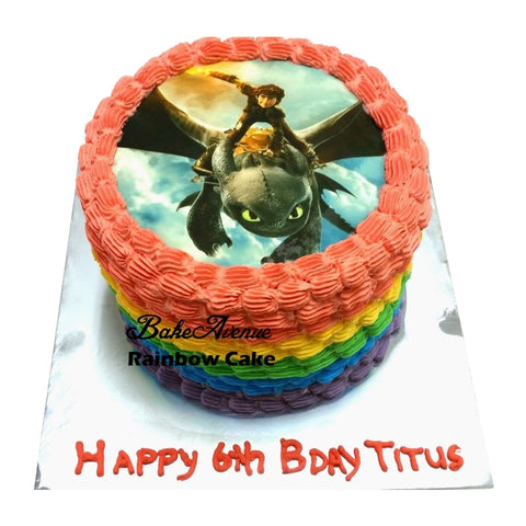 How to Train Your Dragon Rainbow Cake 