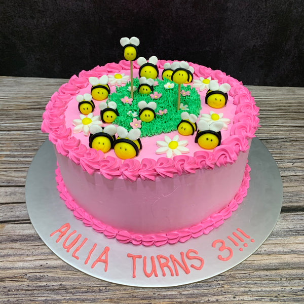 Garden Theme Cake (with bees fondant)