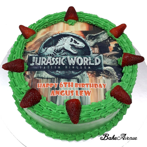 Jurassic Park icing image Strawberry Cake
