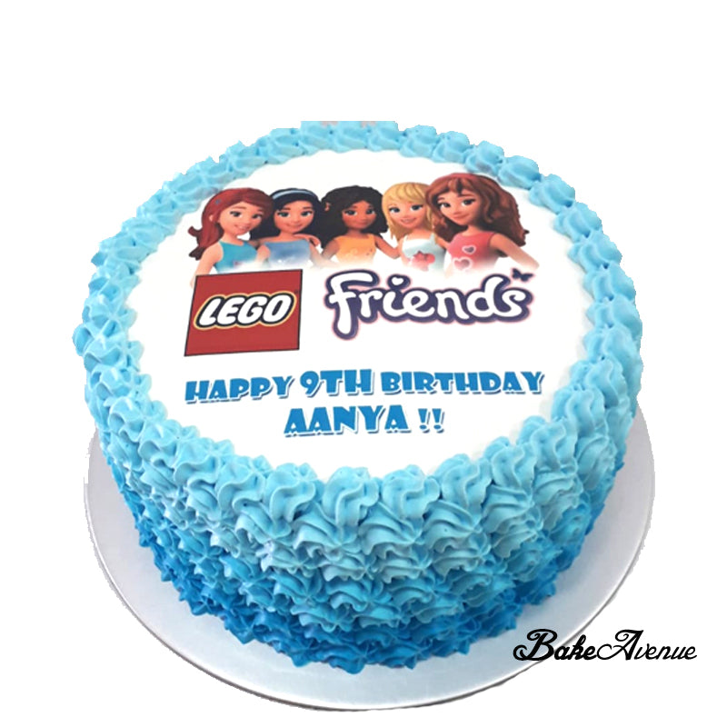 Lego Theme icing image Ombre Cake - Lego Friends