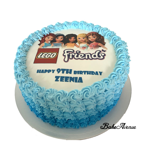 Lego Theme icing image Ombre Cake - Lego Friends