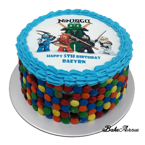 Lego Theme icing image M&M Chocolate Cake - Ninjago