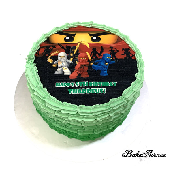 Lego Theme icing image Ombre Cake - Ninjago