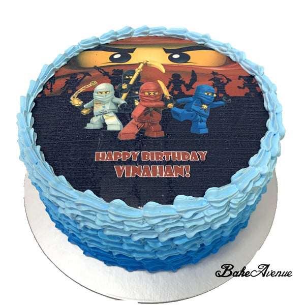 Lego Theme icing image Ombre Cake - Ninjago
