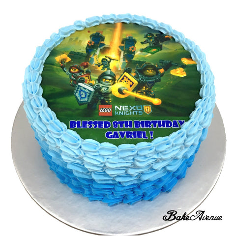 Lego Theme icing image Ombre Cake - Nexo Knights