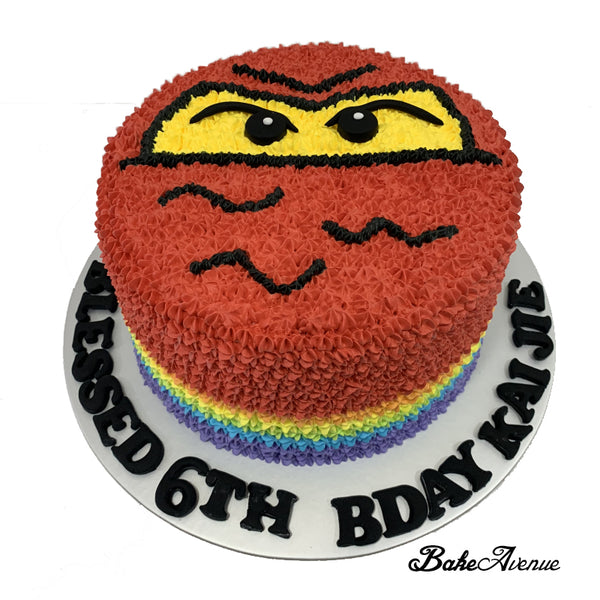 Lego Face Rainbow Cake - Ninjago (Kai)