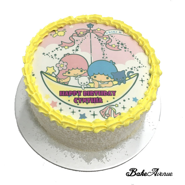 Little Twin Stars icing image Pandan Gula Melaka Cake