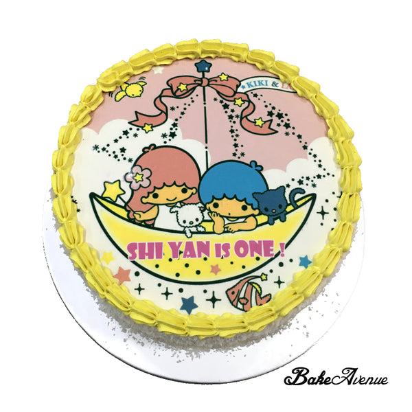 Little Twin Stars icing image Pandan Gula Melaka Cake