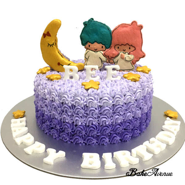 Little Twin Stars Macaron Topper Ombre Cake (With Moon)