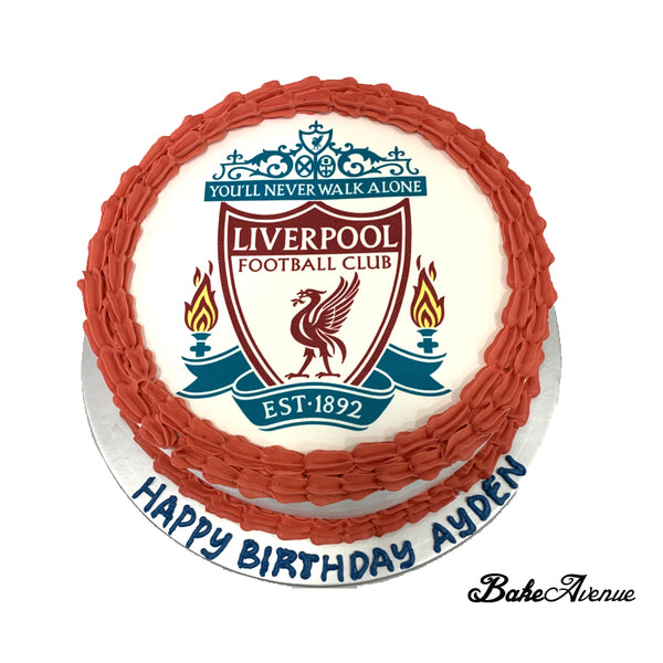 Sports Soccer - Liverpool icing image Vanilla/Chocolate Cake (with White side)