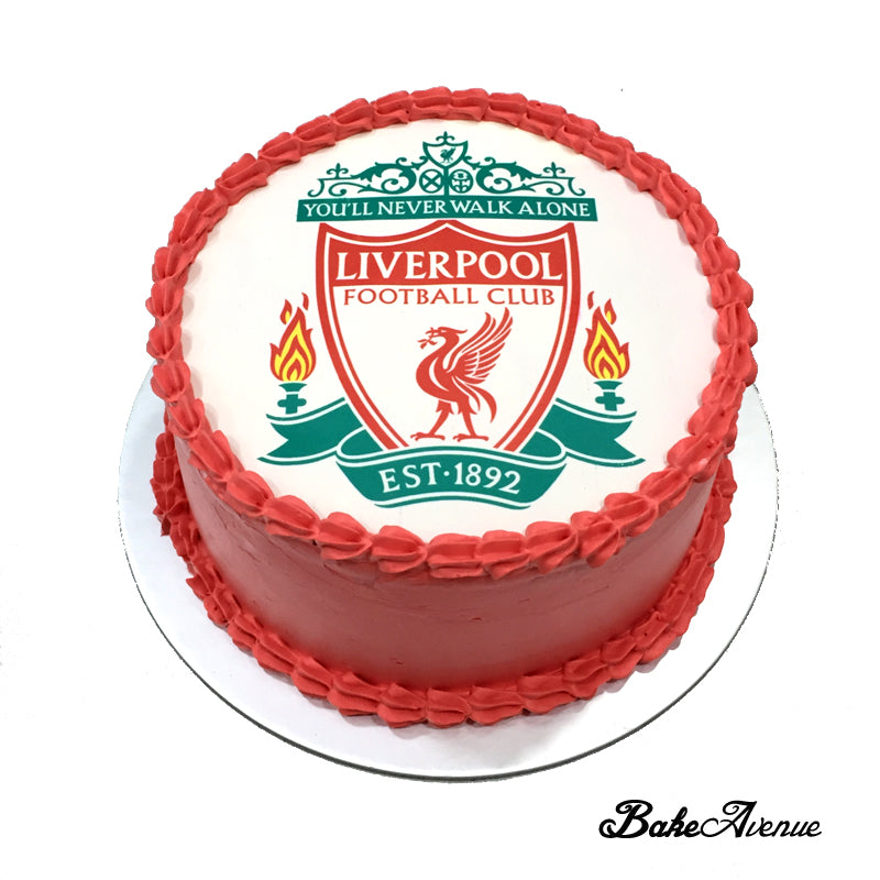 Sports Soccer - Liverpool icing image Vanilla/Chocolate Cake (with Red side)