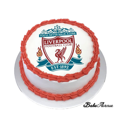 Sports Soccer - Liverpool icing image Vanilla/Chocolate Cake (with White side)