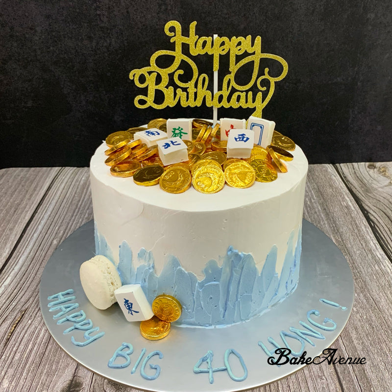 Mahjong Gold Coins Ombre Cake (Smooth Finish)