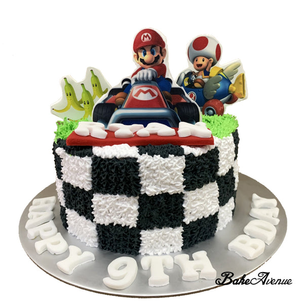 Mario Ombre Cake with 2D Image Fondant toppers