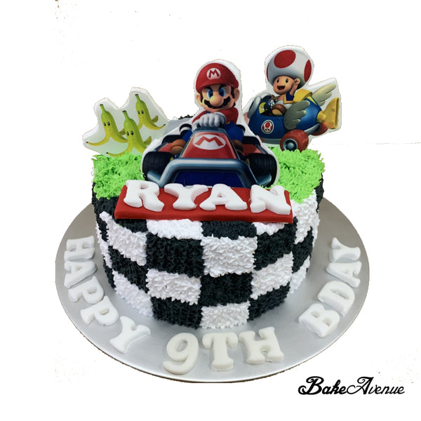 Mario Ombre Cake with 2D Image Fondant toppers