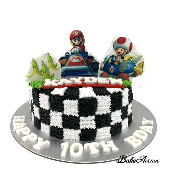 Mario Ombre Cake with 2D Image Fondant toppers