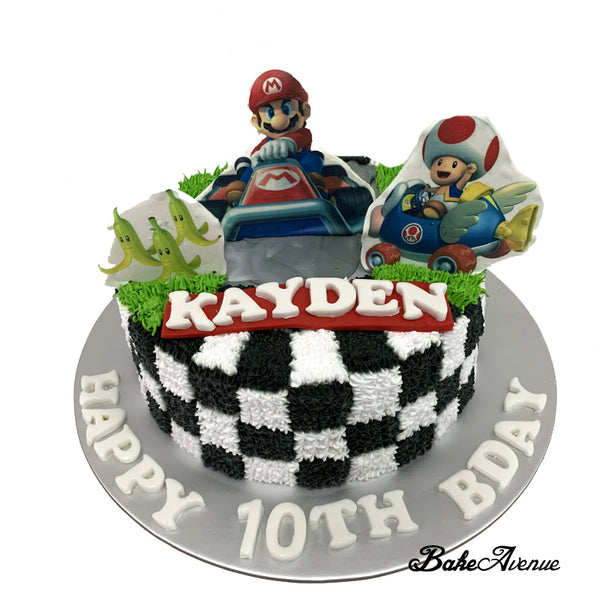 Mario Ombre Cake with 2D Image Fondant toppers