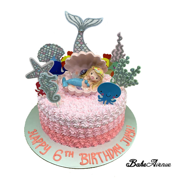 Mermaid Ombre Cake with toppers