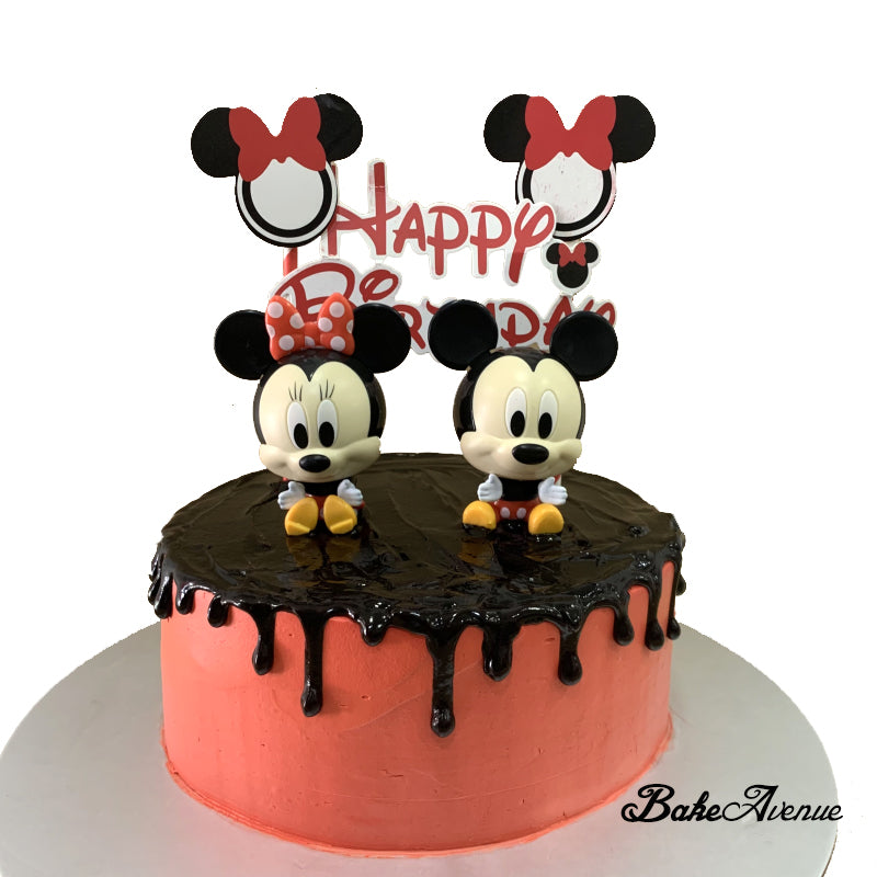 Mickey Minnie Toppers Drip Cake