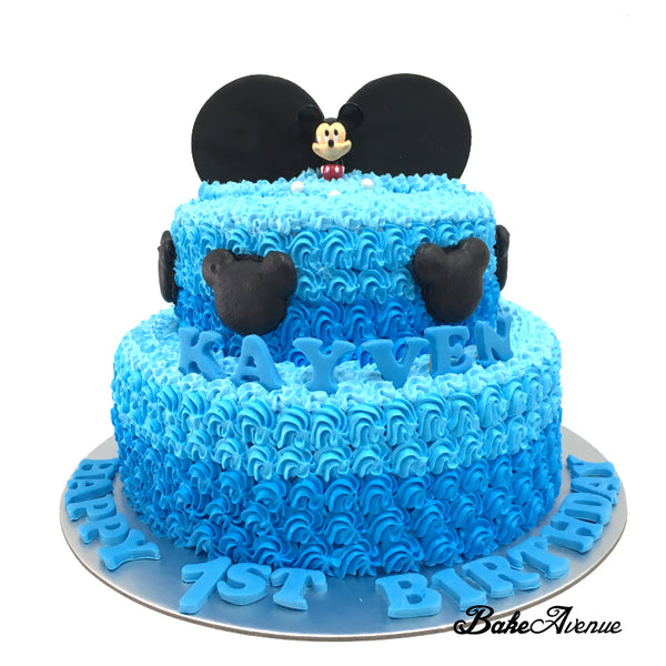 Mickey 2-Tiers Cake with topper & Fondant Ears