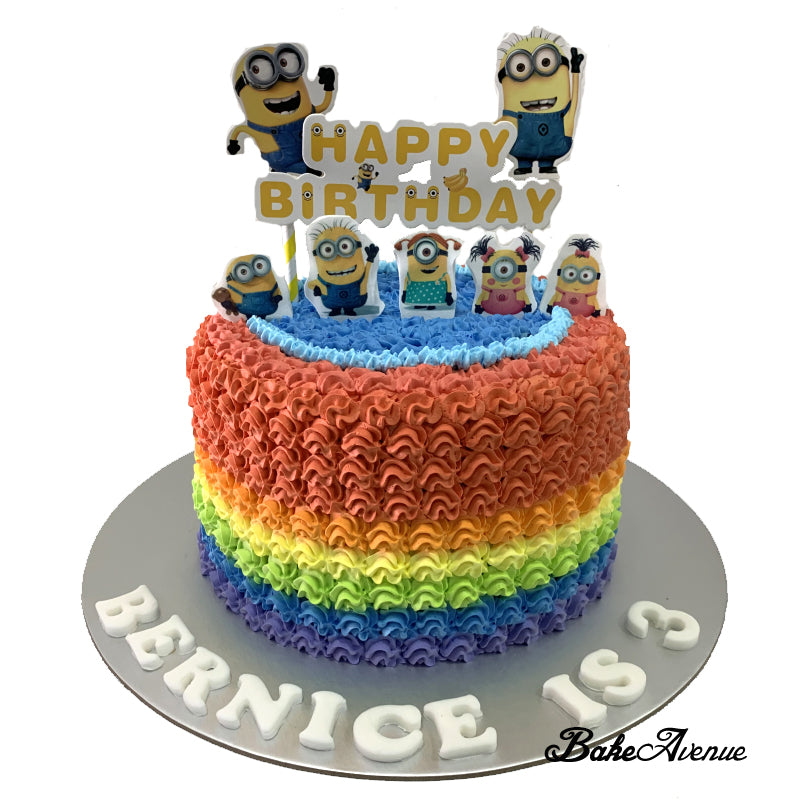 Minion Rainbow Cake with Edible Image on fondant Toppers
