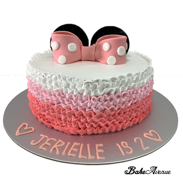 Minnie Fondant Ears & Ribbon Ombre Cake