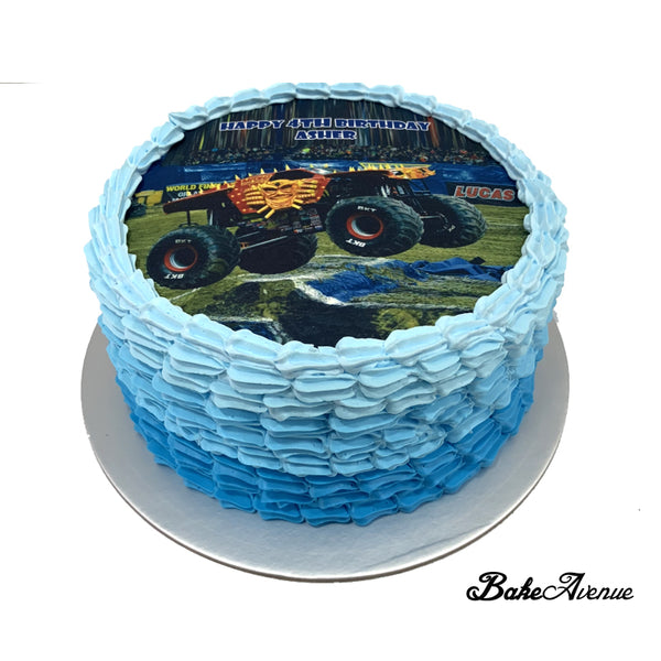 Monster Truck icing image Ombre Cake