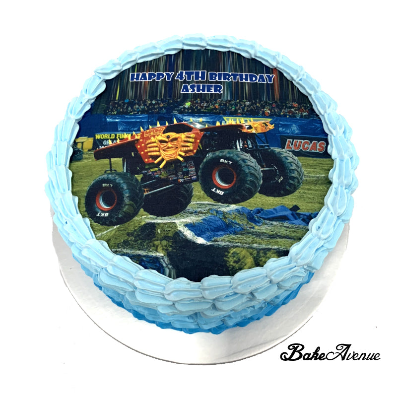 Monster Truck icing image Ombre Cake