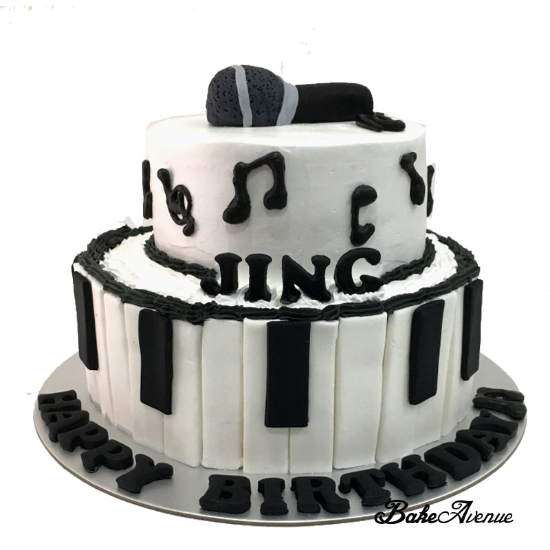 Music Theme (Keyboard) 2 Tiers Cake