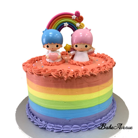 Little Twin Stars Toppers Rainbow Cake (Smooth Finish)