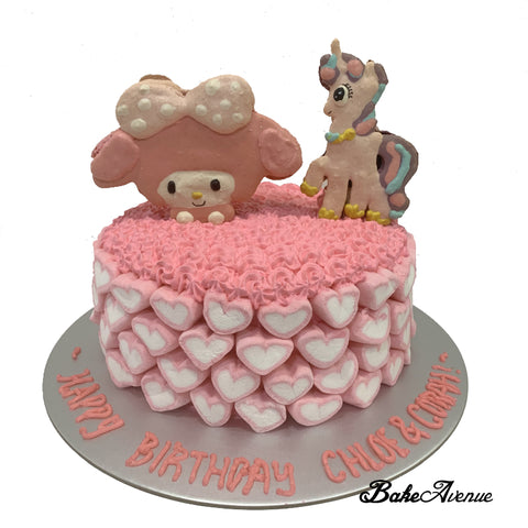 My Melody Macaron & Flurry Heart My Little Pony Topper Ombre Cake