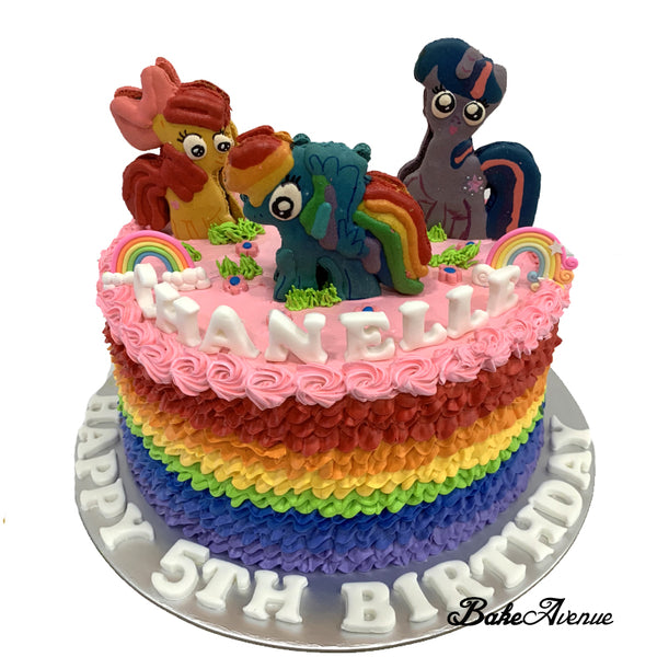 My Little Pony Macaron Topper Rainbow Cake