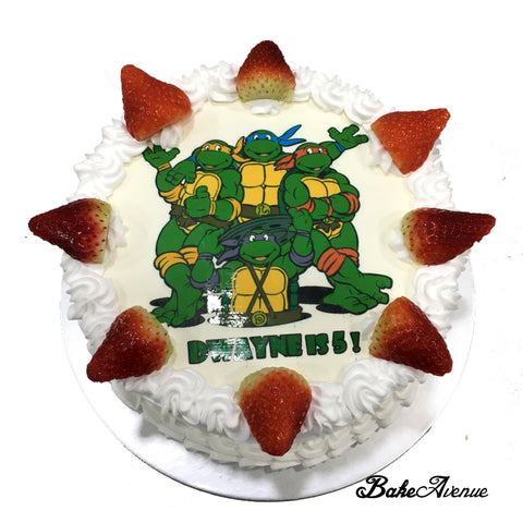Ninja Turtles icing image Strawberry Cake