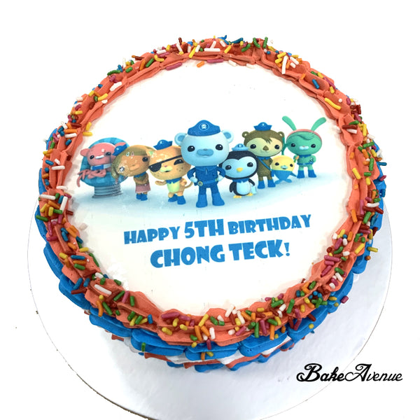 Octonauts icing image Ombre Cake (with Sprinkles around the image)