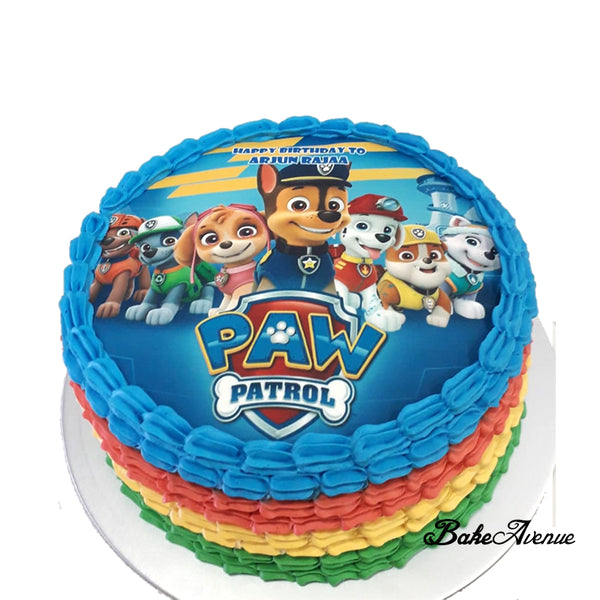Paw Patrol icing image Rainbow Cake