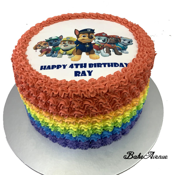 Paw Patrol icing image Rainbow Cake