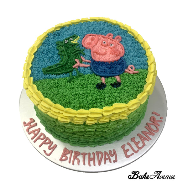 Peppa Pig George with Dinosaur Buttercream Cake