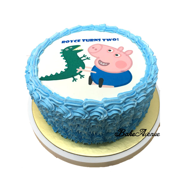 Peppa Pig (George & Dinosaur) icing image Ombre Cake