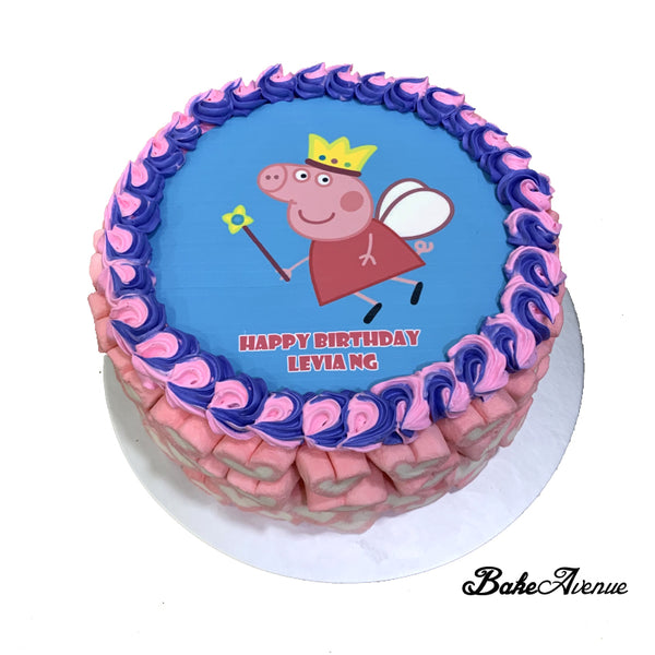 Peppa Pig icing image Ombre Cake (Surround with marshmallows)