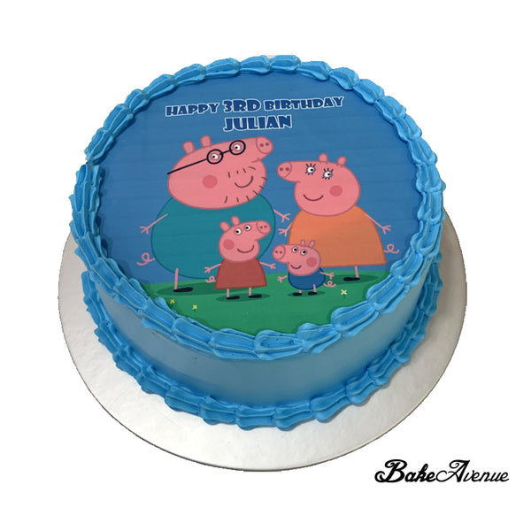 Peppa Pig icing image Vanilla/Chocolate Cake